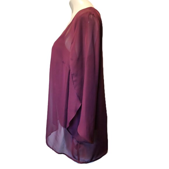 New AB Studio top Women's large Tulip sleeves Sheer fairy breezy lightweight - Picture 11 of 16